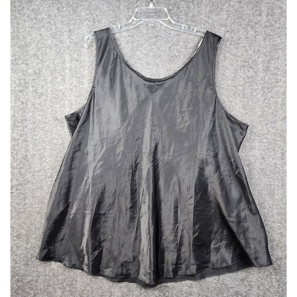 Cacique Sleep Cami Women 26/28 Black Good Satin Lace Trim V-Neck Lingerie Top - Picture 2 of 5